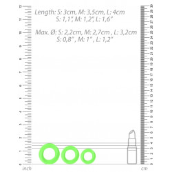 Ouch! Glow Lot de 3 cockrings phosphorescent Glow Annels 20-30mm